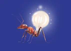 Ameise mit LED-Lampe